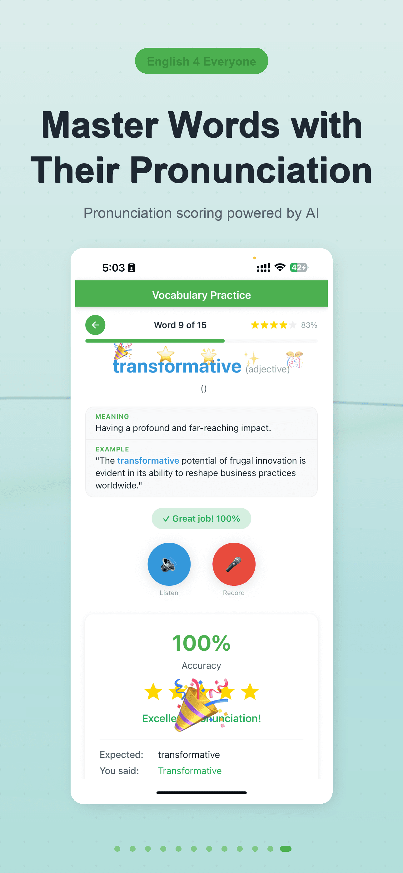Vocabulary Practice — pronunciation scoring powered by AI